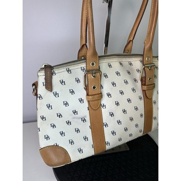 Dooney Bourke Medium Leather White Tan Handles - Picture 10 of 12